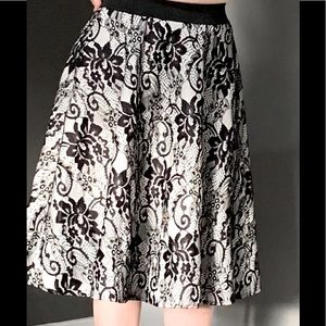 New B+W  Lace Floral Rockabilly Skirt-High Quality